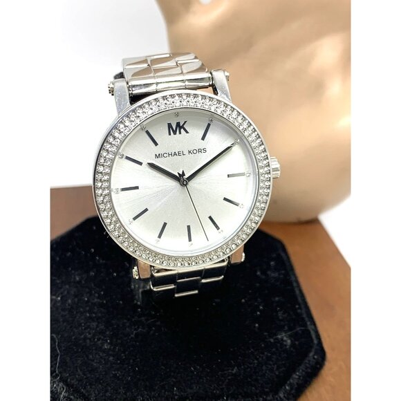Michael Kors Women's Watch MK7347 Corey Quartz Gemmed Silver Stainless Steel - Picture 1 of 13